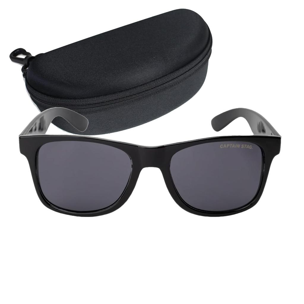 Captain Stag Sunglasses with Plastic Men's Case, Frame, Black, CS-011-1-EH-72