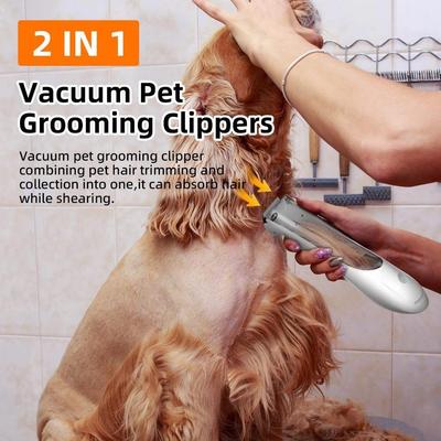 2 IN 1 Pet Hair Absorbing Electric Shaver 3-speed Adjustable Cat and Dog Hair Trimming Machine Vacuum Pet Grooming Clippers