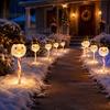 Waterproof Solar Snowman Yard Decor 5Pcs Christmas Stake Light, LED Garden Lamp with Warm White Pathway Lighting Santa Claus Design, Outdoor