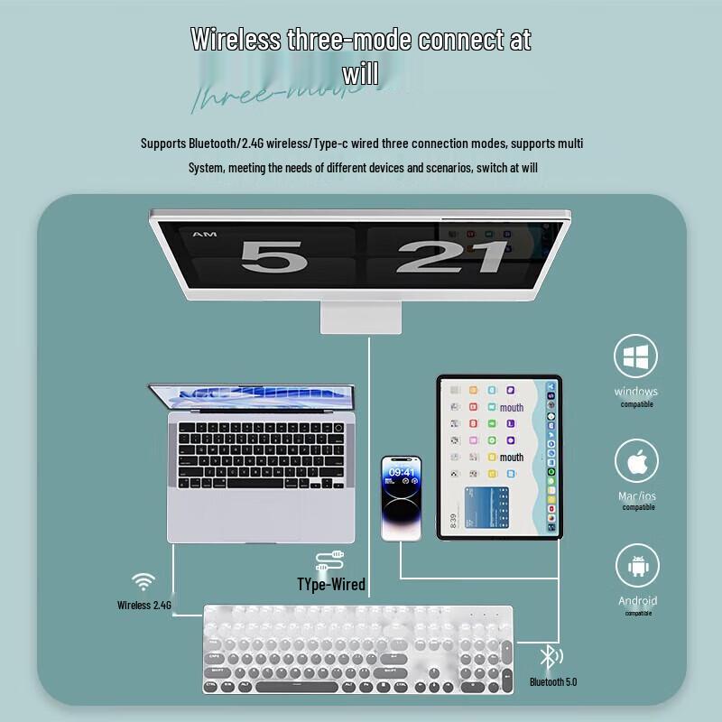 EWEADN V30 Retro Steampunk Mechanical Keyboard