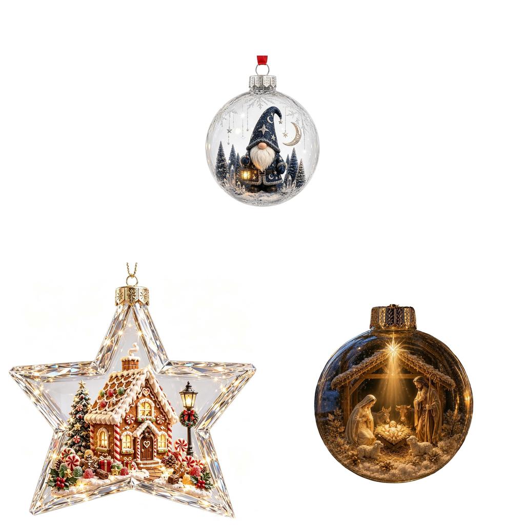 Christmas Acrylic Transparent Crystal Ball Decor With Glowing 3d Effect For Home Decorations