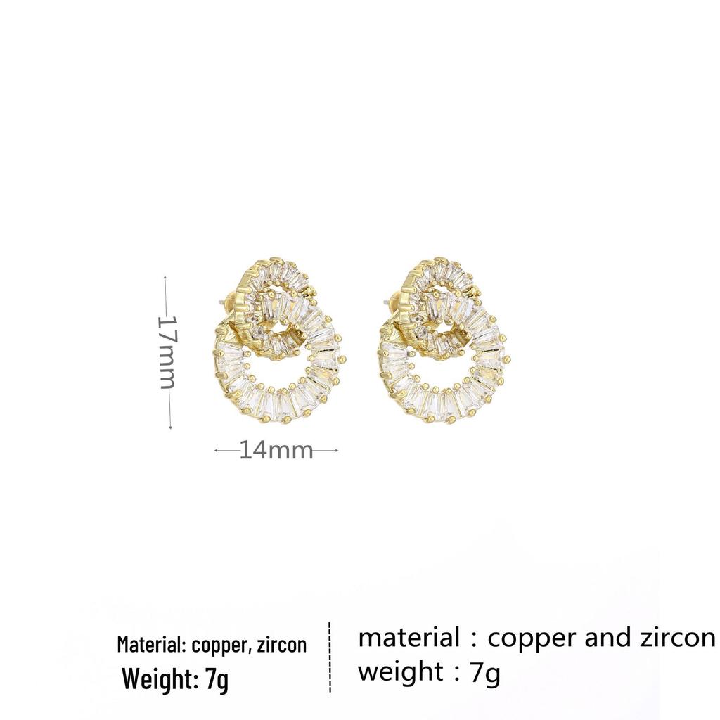 Exquisite Luxury Geometric Stud Earrings with Zircon Rhinestones for Women