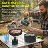 Camping Cookware Set 11pcs Mess Kit, Aluminum Non-Stick Pot and Pan Set, Backpacking Cookware