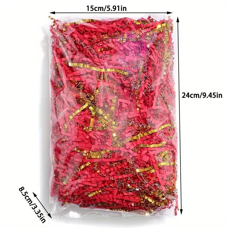 2packs Black and Red Mixed Golden Crinkle Cut Paper Shred Gift Box Filler Perfect for Gift Packaging & Decorations 100g/pack
