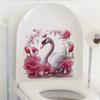 Pink Swan Decals Self Adhesive Toilet Lid Sticker Bathroom Decoration Water Tank Cover Decor