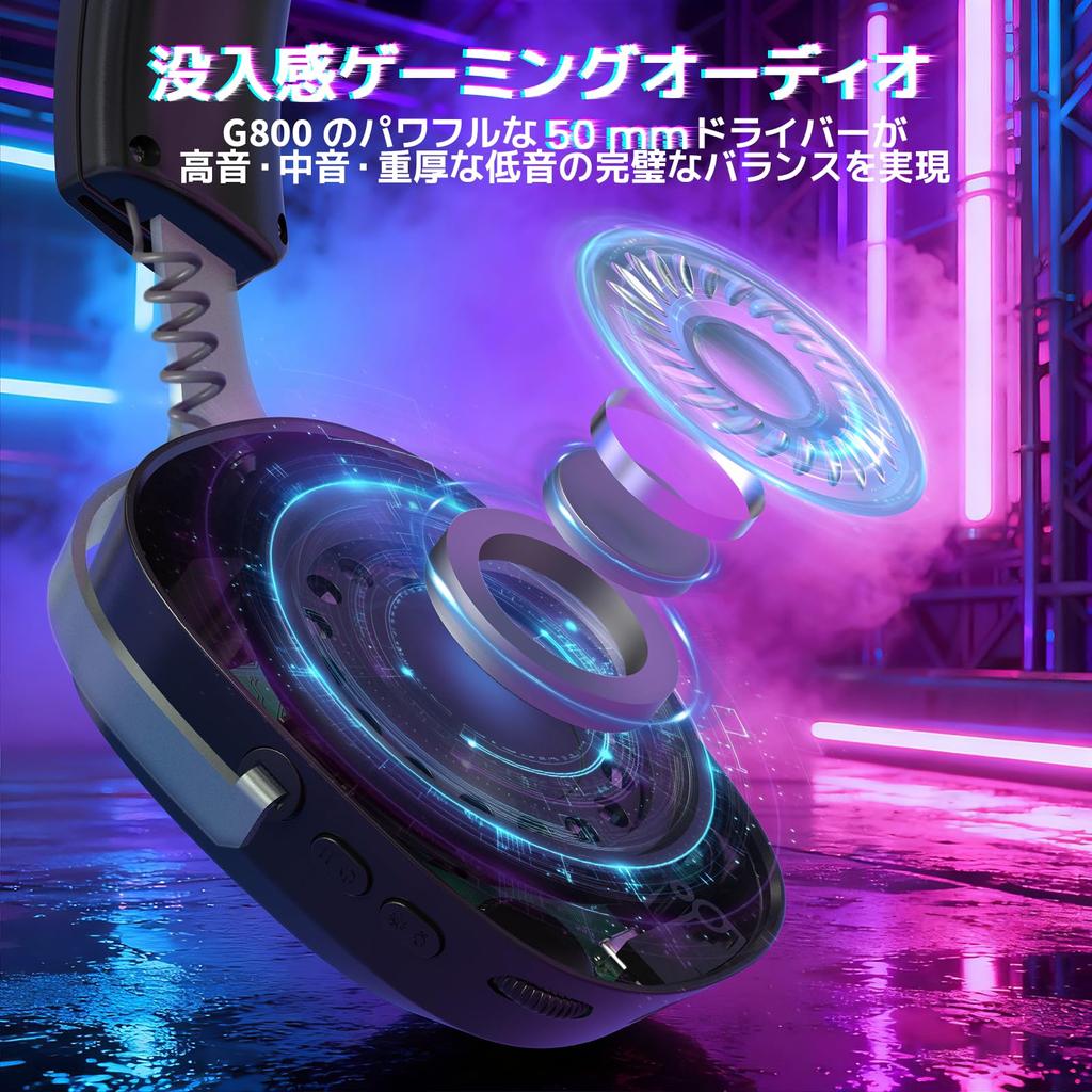 ATTACK SHARK G800 Wireless Gaming Headset, 7.1 Surround Sound, 3-Wire Connection (Bluetooth2.4GWired), Low Latency 20mS, AI Noise-Canceling