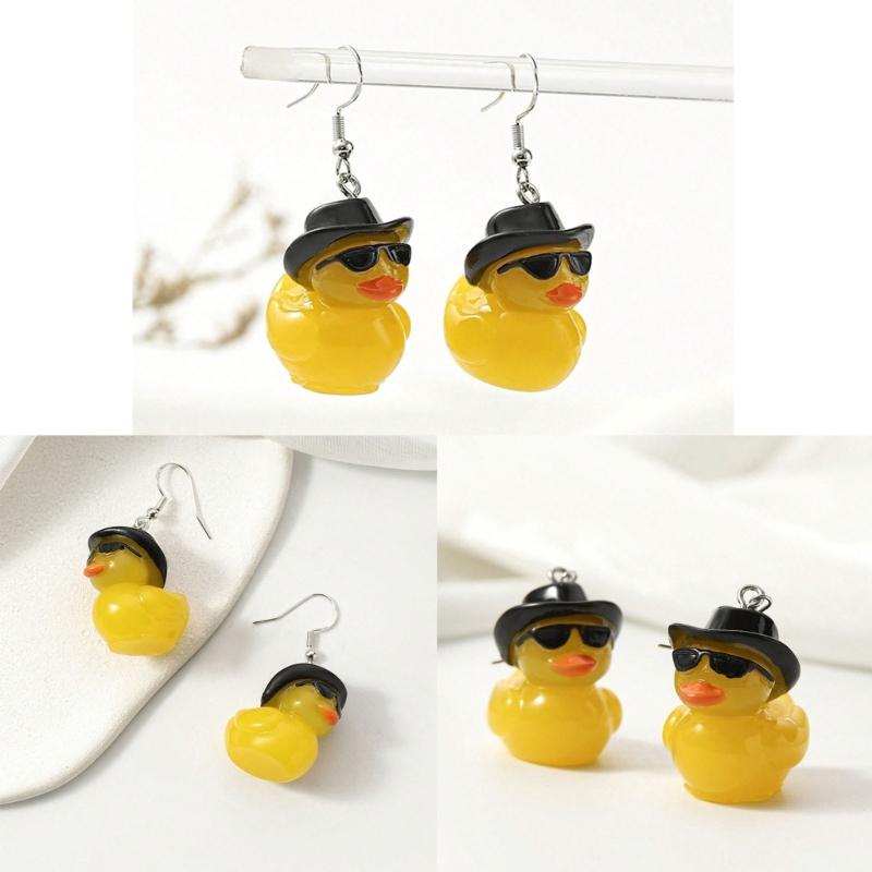 Cute Duck Keychain with Hat Handmade Yellow Duck Pendant Keychain/Earrings Eye Catching Pendant for Women and Kids