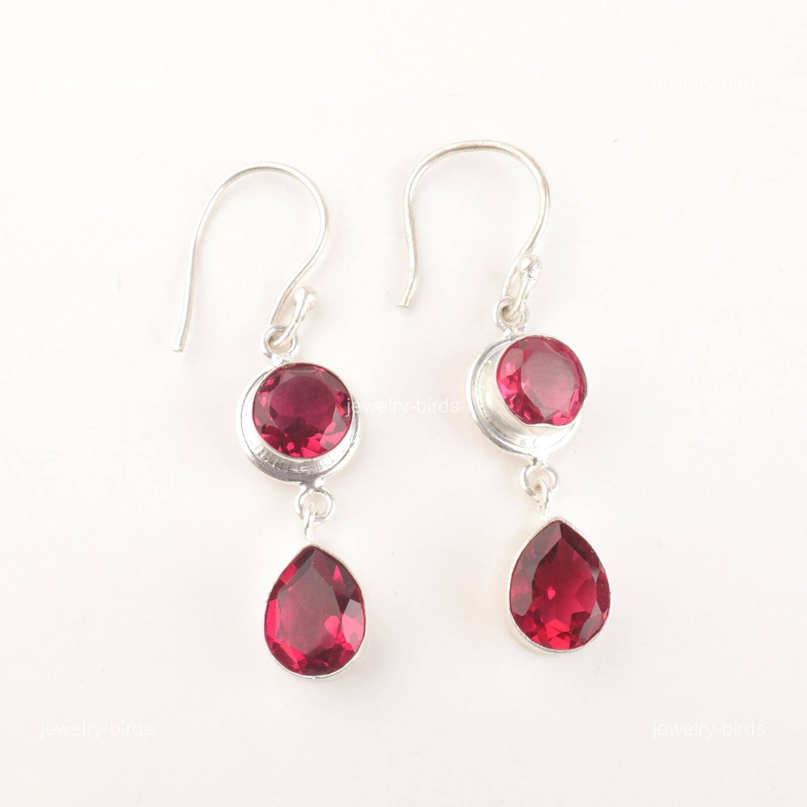 

Розовый рубеллитовый камень Стерлинговое серебро Крючок Подарок для дочери Висячие Авторские серьги EE-142-7