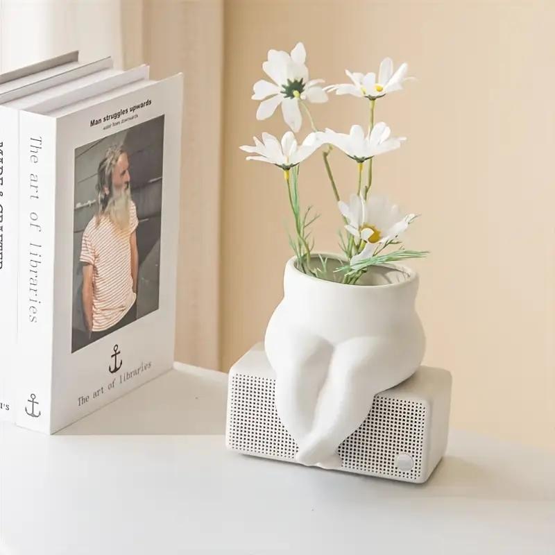 Fashionable Creative Figure Flowerpot Desktop Ornament Dried Flower Arrangement Nordic Style Seated Flowerpot Home Decoration