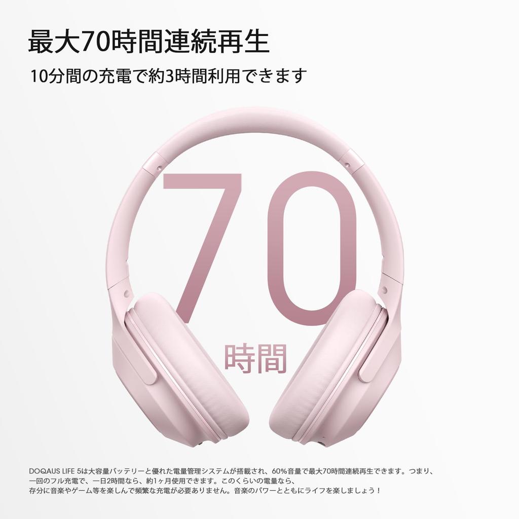 DOQAUS Bluetooth Up To 70 Hours of Continuous 3 EQ For Both Wired and Wireless Compatible with Closed Compatible with and Slim Version LIFE5