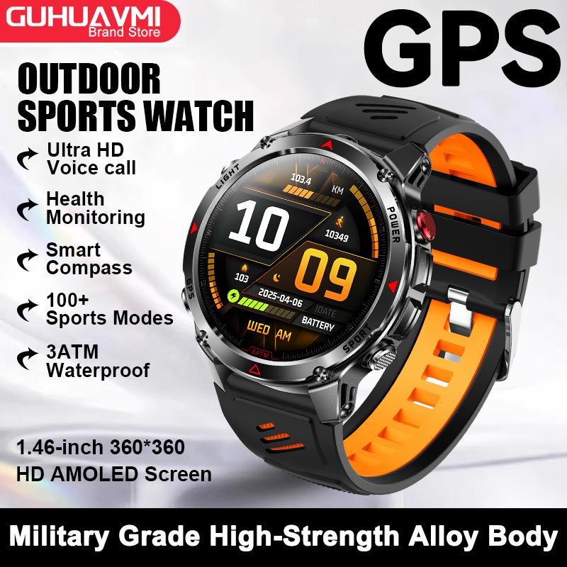 New Military Outdoors BT Call Smart Watch Built-in GPS Compass Barometric Altimeter 10ATM Waterproof Sports Smartwatche Men