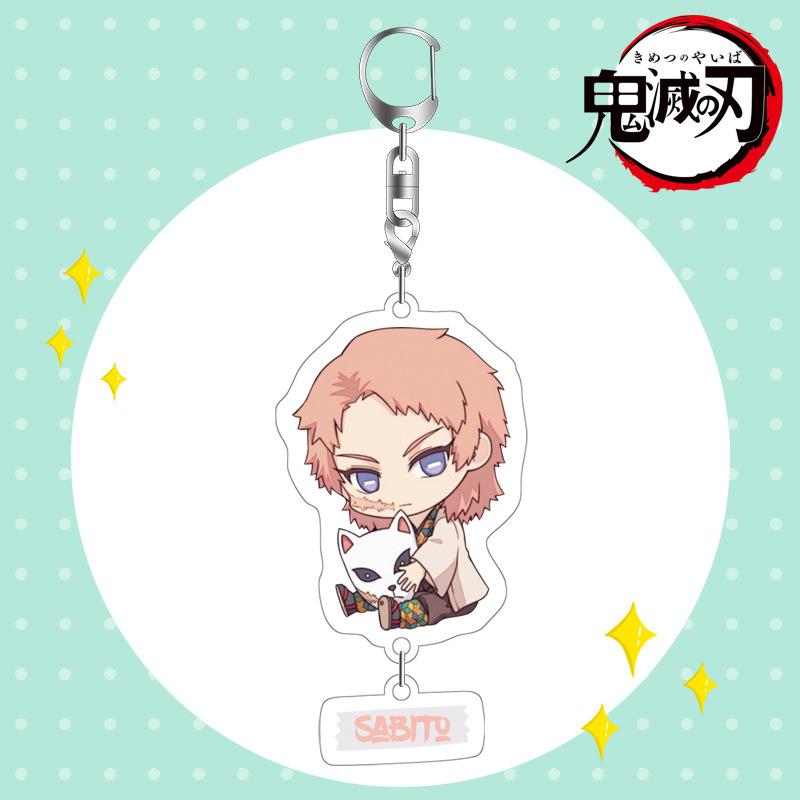 Demon Slayer Acrylic Keychain Tanjiro Nezuko Anime Double Sided Key Ring Accessories for Cosplay Set Gift Fans