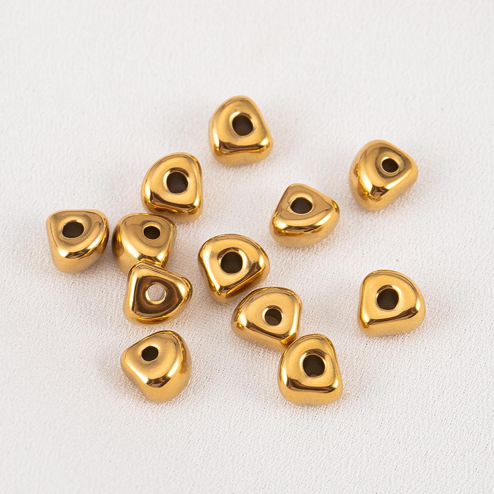 5pcs Color Retention Irregular 304 Stainless Steel Gold Color Beads For DIY Bracelets Necklaces Accessories Loose Bead Materials