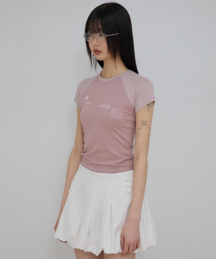 Peulleeoeob Muta Waffle Raglan T-Shirt (Fl-154_Pink)