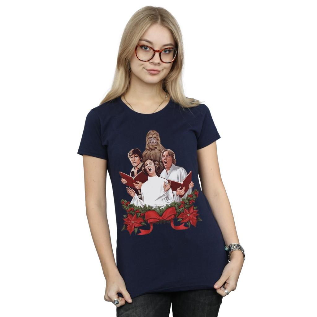 STAR WARS Womens/Ladies Christmas Carols Cotton T-Shirt