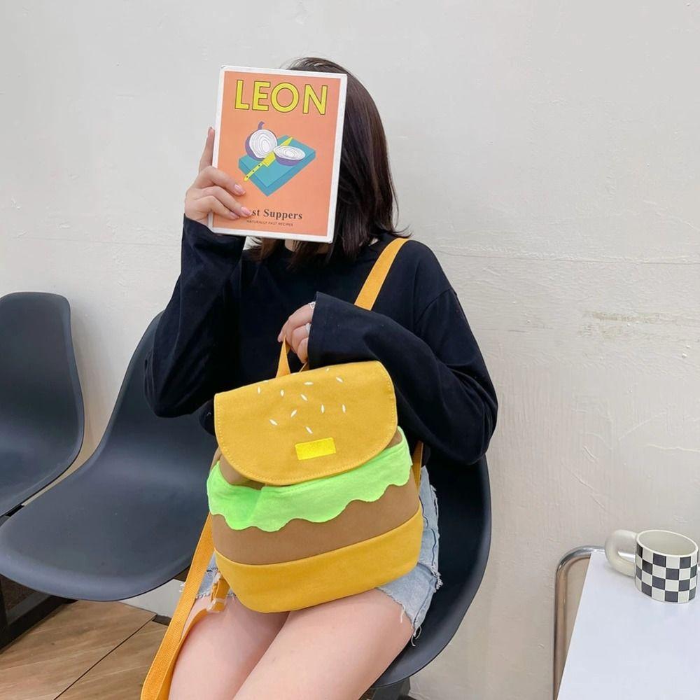 Parent-child Backpack Cartoon Burger Bag Hamburger Plush Backpack Kids Pack Kindergarten School Bag