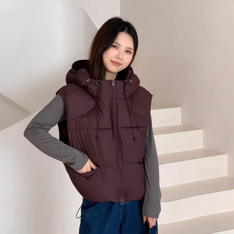 2025 autumn and winter new cotton vest women's Korean version loose stand-up collar loose girlfriend clothing cotton vest outer jacket