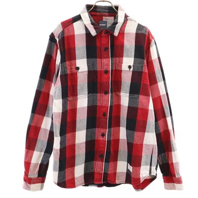 Check Pattern Long Sleeve Heavyweight Flannel Shirt L Red Men's Used