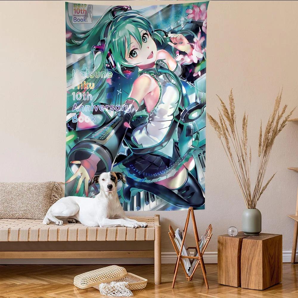 

Hatsune Miku Cheerleader Tapestry Cute Vocaloid Anime Girl Print Wall Hanging for Teen Bedroom Dorm Room Decor 74x94cm(29x37in)