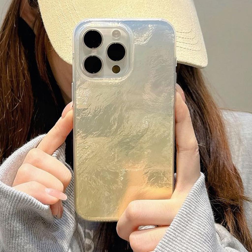 Swirl Feather Yarn Imd Mobile Phone Case for Apple Chain for Apple Mobile Phone Case Protective Case High-end Simple Gradient Solid Color