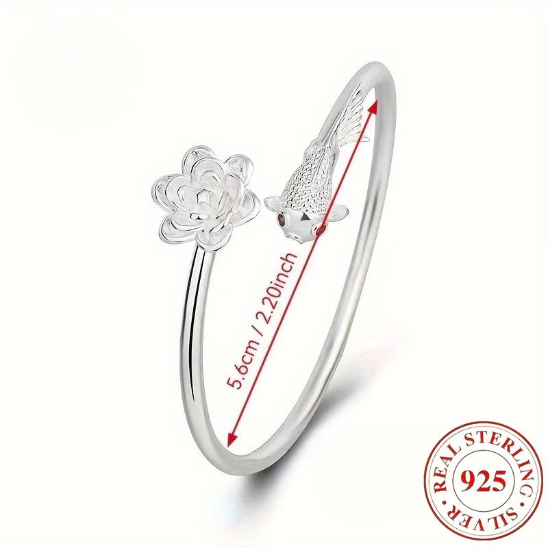 Ladies925Pure silver bracelet with lotus and open carp design is a fashionable, elegant, and exquisite choice Women's bracelet Women's Charm Bracelet