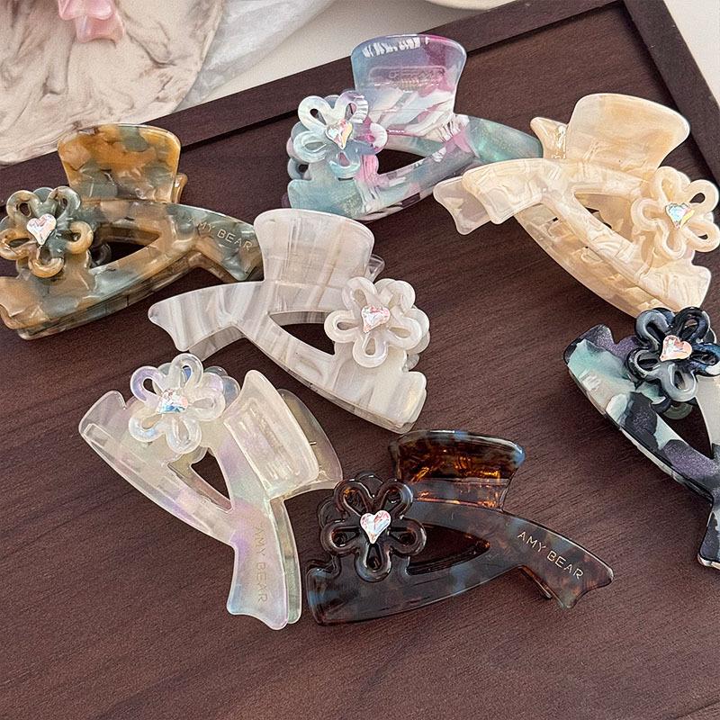 Exquisite Super Fairy Medium 6CM Temperament Flower Rhinestones Acetic Acid Hair Clip Hair Accessories For Woman Girls