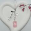 Lovely Phone Charm Colorful Beaded Keychain Acrylic Alloy Keyring Bag Accessory