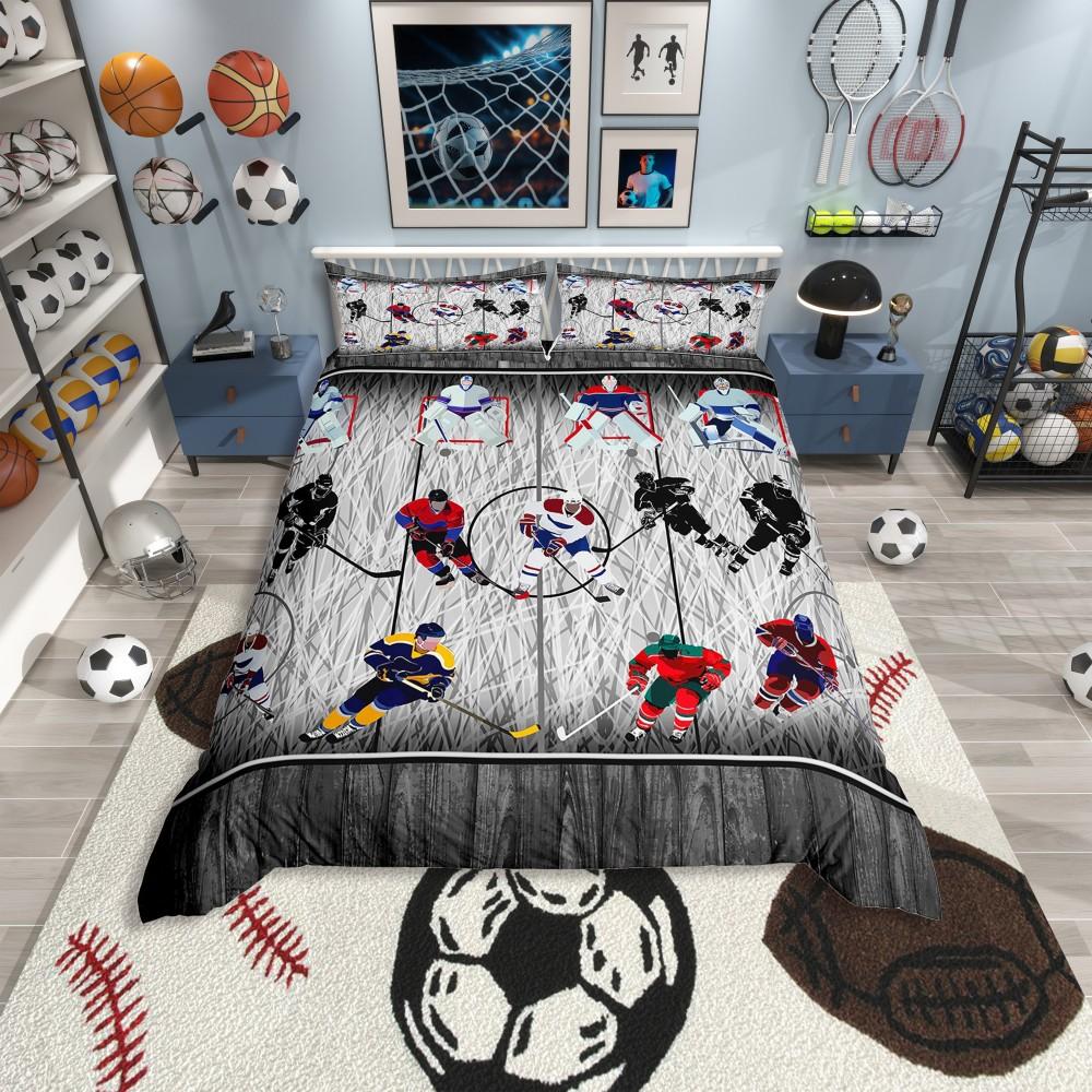 Homewish Boys Basketball Lover Duvet Cover Set,Modern Sport Player Bedding Set,Modern Ball Game Reversible Bed Set