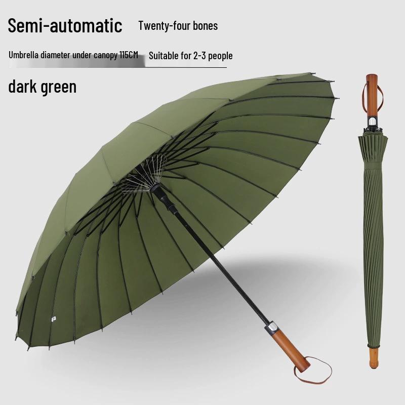 Vintage Wood Handle Automatic Windproof Long Umbrella