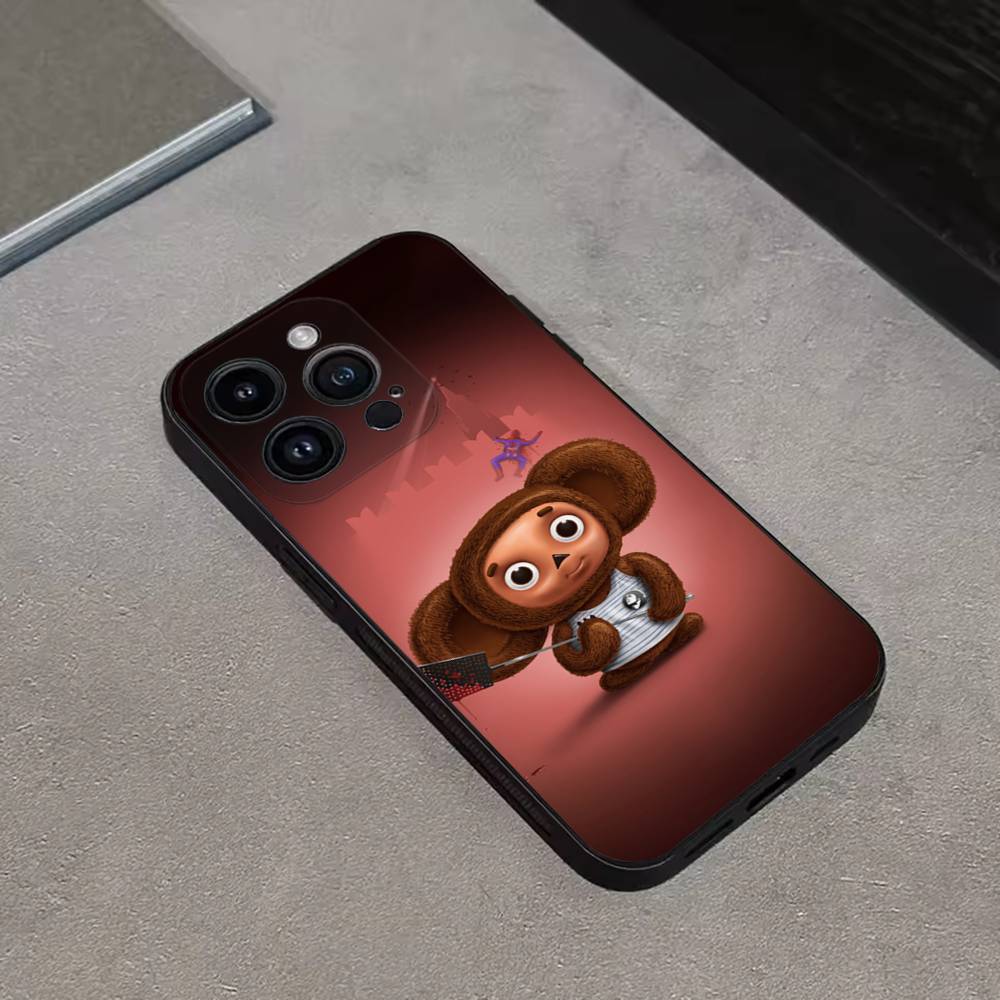 Cartoon C- Cheburashka-es Phone Case For iPhone 16,15,14,13,12,11 Plus,Pro Max,XS,X,XR,SE,Mini,8,7,Soft Silicone Black Cover