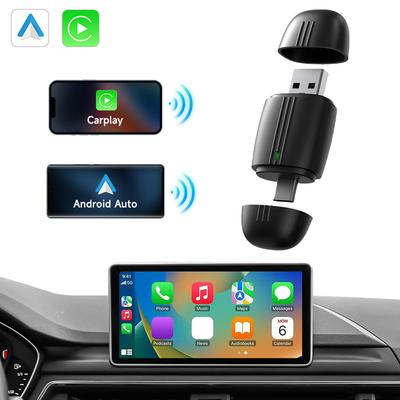 2in1 Wireless CarPlay Adapter&Android Auto Mini Box Carplay Wired To Wireless Dongle Plug&Play Type-C/USB WIFI BT for Wired Cars