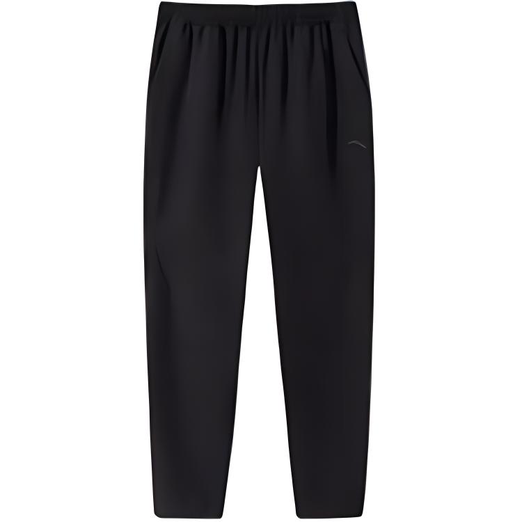 Anta Training Series Simple Solid Color Casual Straight Leg Elastic Knitted Sports Pants Men Bottoms Black 952517503-3