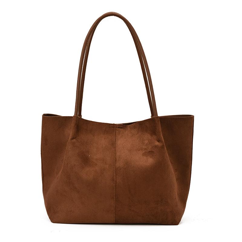Autumn New Suede Commuter Large Capacity Tote Bag 2025 Women's Casual Simple Ins Casual Shoulder Bag