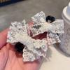 Hairpin Hollow Lace Bow Imitation Pearl Embellishments Hair Clip Spring Summer Lightweight Hair Accessories