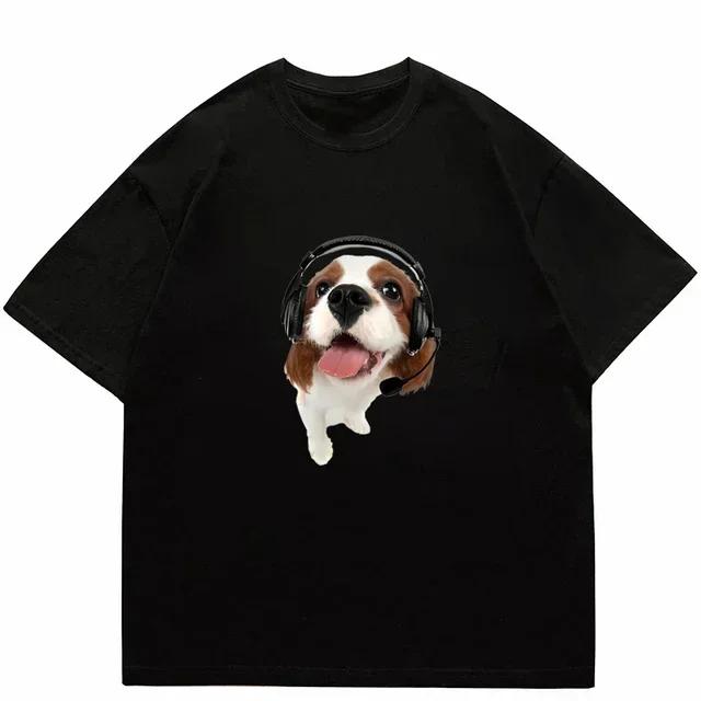 T-Shirt Women'S Fashion Summer Men'S Women'S Unisex Hip Hop Cute Cat Harajuku Y2K Printing Leisure Outdoor Fitness Cotton