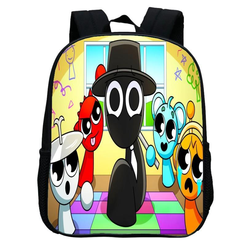 Printed Rhythm Box Kindergarten Bag, Cartoon Sprunki 12-Inch Backpack Lightweight Boys And Girls