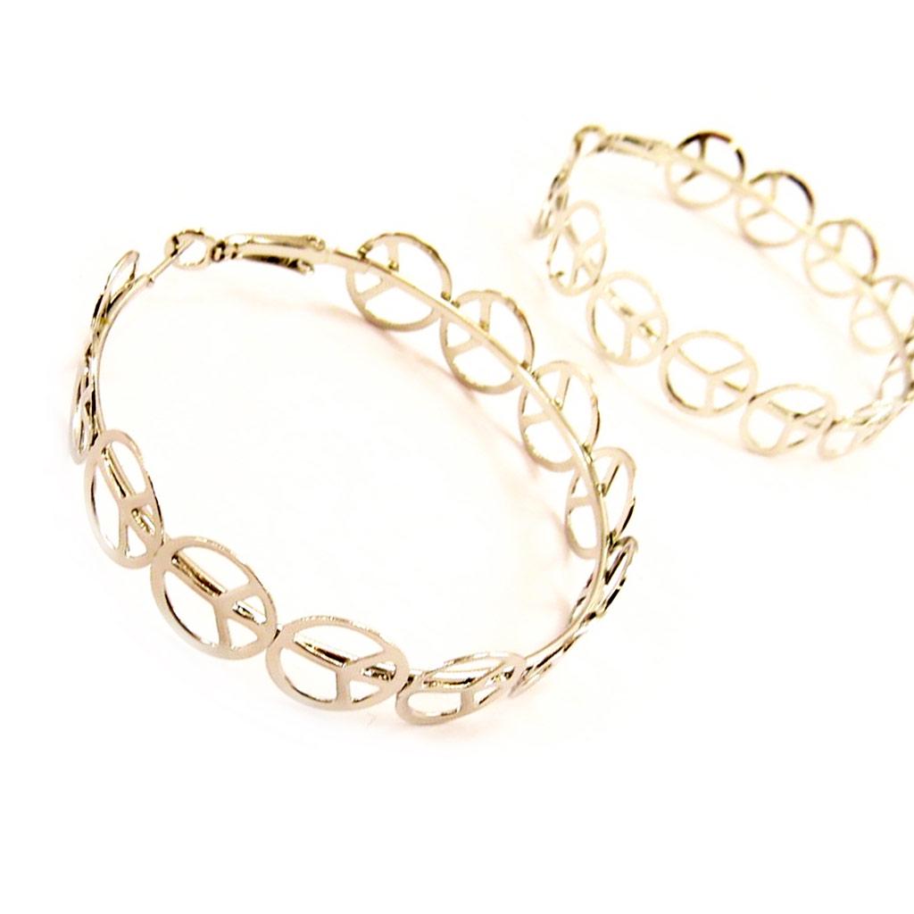 Les Trésors De Lily [L4451] - Créoles 'Peace' argenté Ø 50 mm