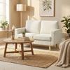Two-Seater Corduroy Sofa, 134 cm Wide, Upholstered Seat, Spring Cushion, Cream