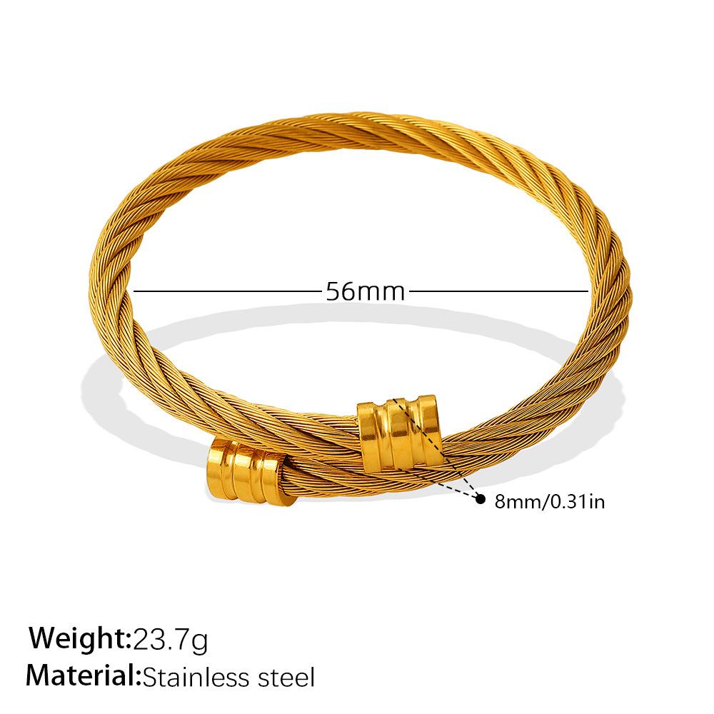Light Luxury Adjustable Steel Wire Bangle, 18K Gold Plated Stainless Steel Minimalist Open Cuff for Women & Men
