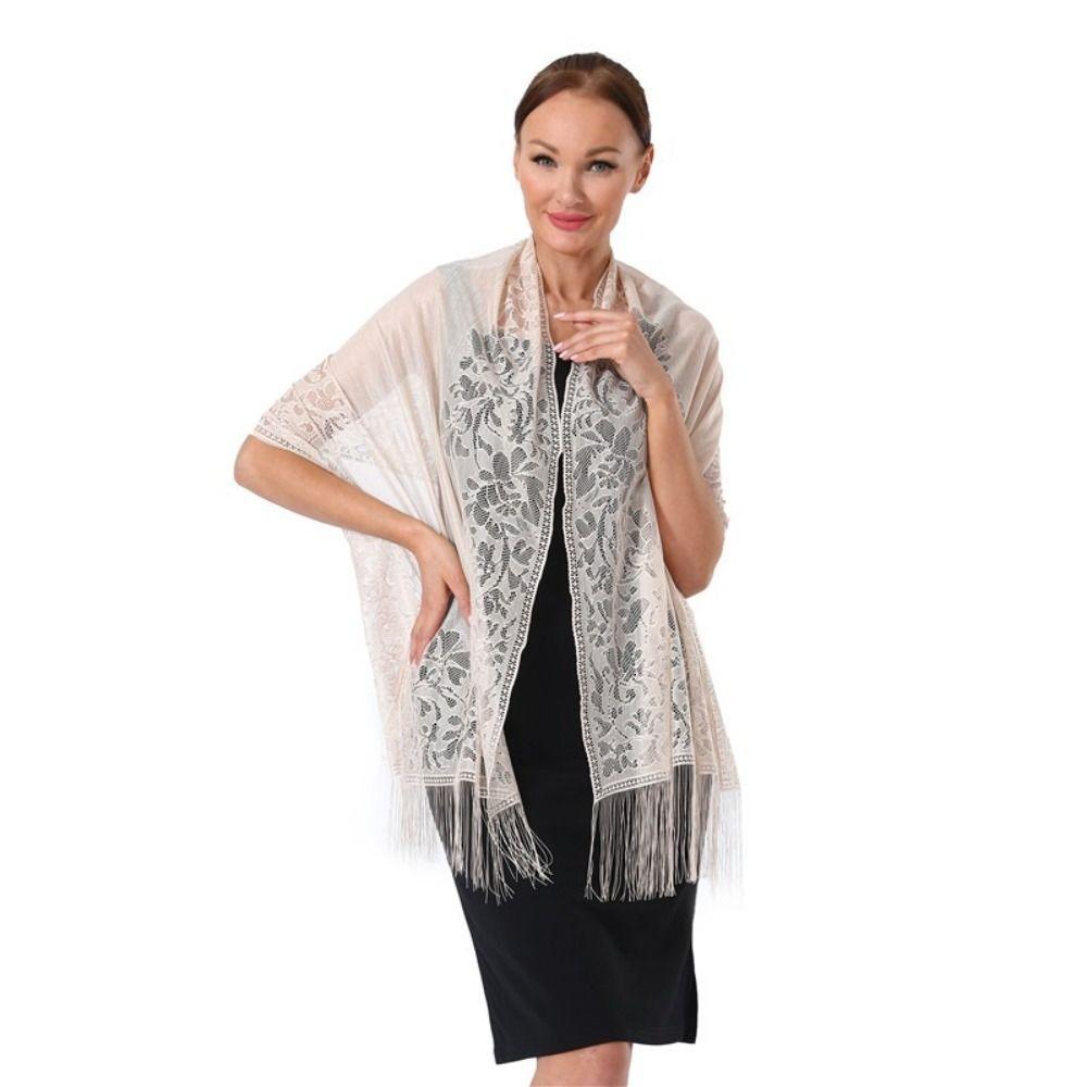 Solid Color Lace Shawl Hollow Tulle Shawl Wedding Accessories Fashion Scarf Cosplay