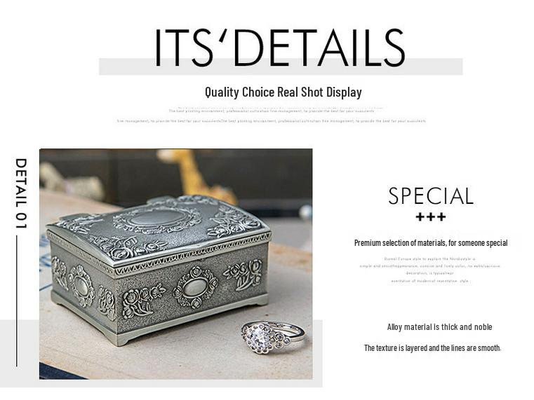 Europäische quadratische Rosen-Schmuckschatulle für Ohrringe & Halskette - Kleines Souvenirgeschenk