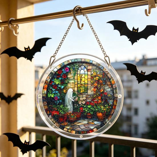 Halloween Acrylic Jigsaw Puzzle Suncatcher Stained Glass Style DIY Sun Catcher