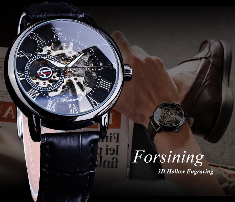 Forsining Men's Retro Skeleton Mechanical Watch