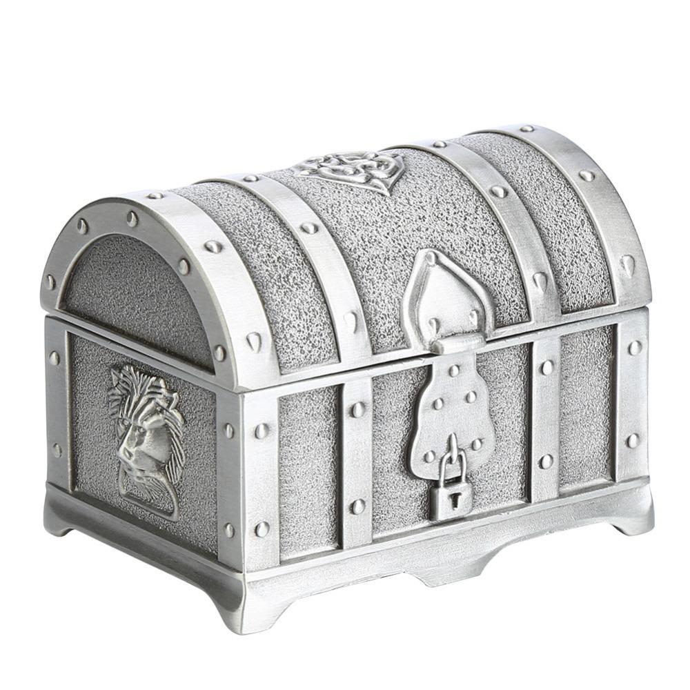 Small Treasure Chest Box Silver Pirate Trinket Chest Keepsake Holder Case  Treasure Collection