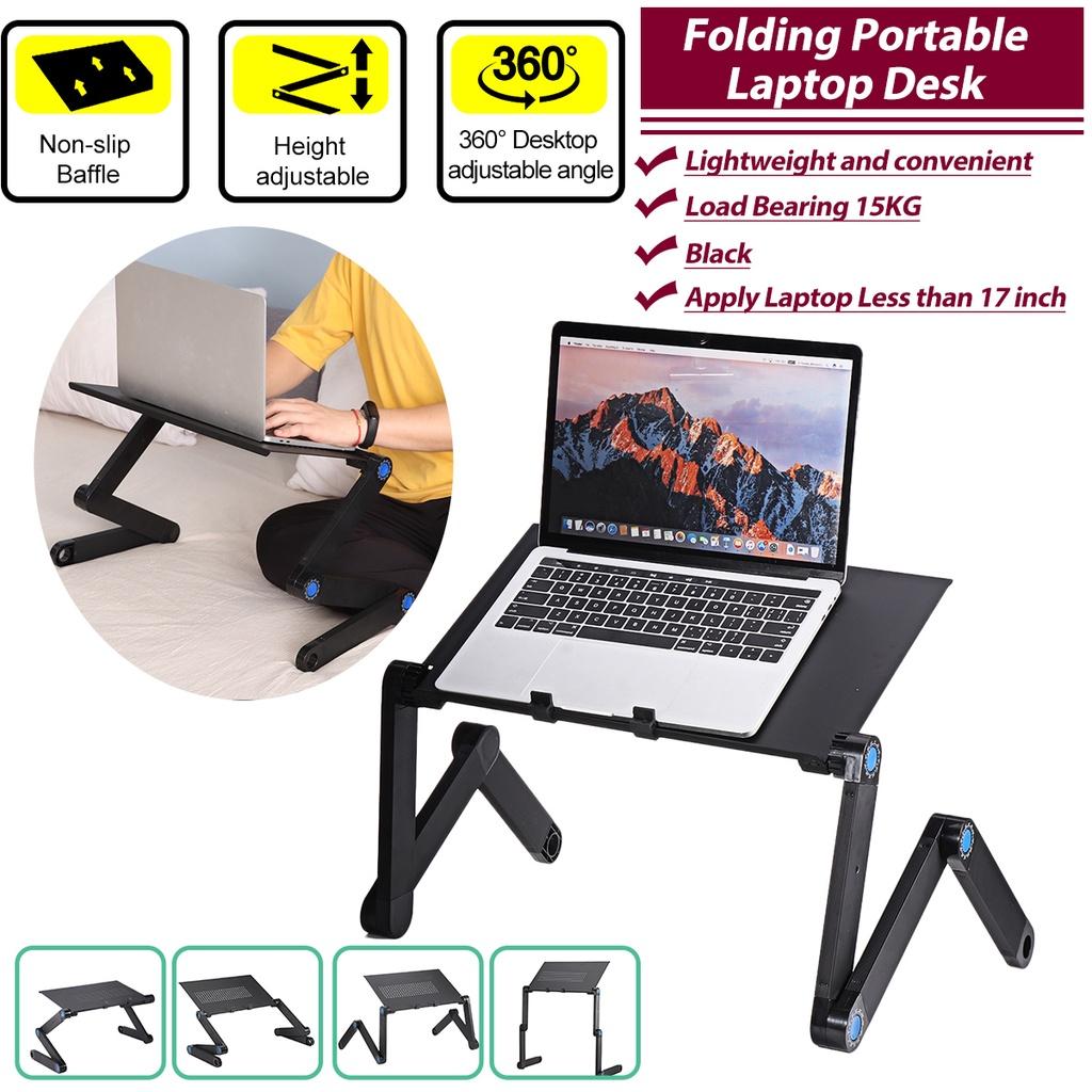 15KG Notebook Desk For Ultrabook, Netbook Or Tablet With Mouse Pad Black Laptop Table Stand With Adjustable Folding Ergonomic Design Stand