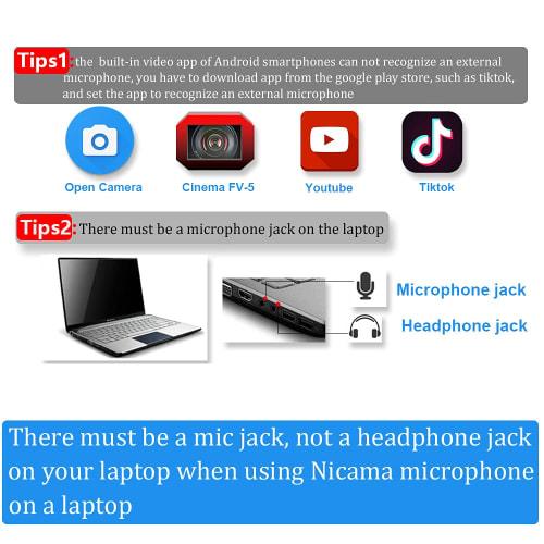 Nicama LVM7 Mini Clip-on Microphone, Pin Microphone, Condenser Microphone, Omnidirectional, High-Performance, for DSLR Cameras, Camcorders, Audio Reco