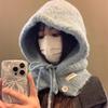 Winter Fashion Versatile Hat Scarf One Piece Women's Autumn Warm Ear Protection Hoodie Scarf Knitted Wool Hat Warm Earmuff Hood