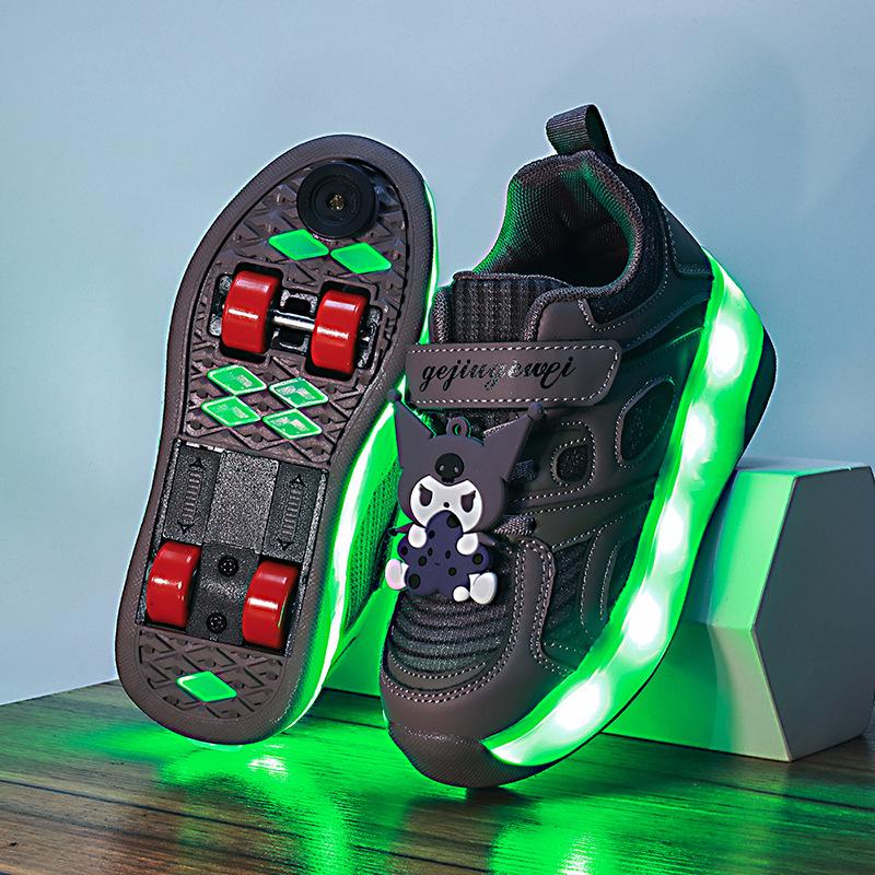 Cartoon Children'S Runaway Shoes Invisible Four-Wheel Retractable With Brakes Girls Automatic Skating Wheel Princess Pulley Shoes