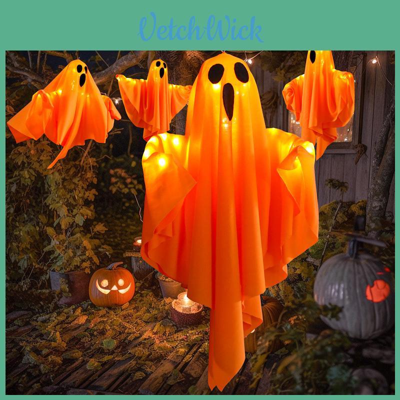 Diy Spooky White Ghost Led Hanging Lanterns For Halloween Party Decorations