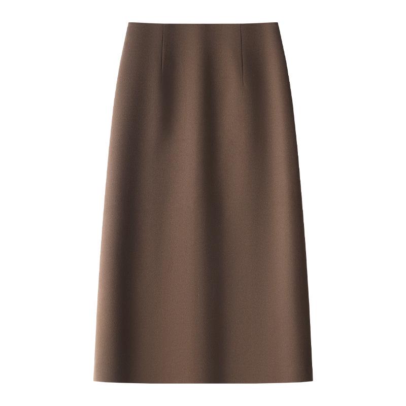 

Women s Khaki High Waist Wool Midi Skirt - Slim Fit, Slit Detail, Autumn/Winter 2024 Collection. 4XL